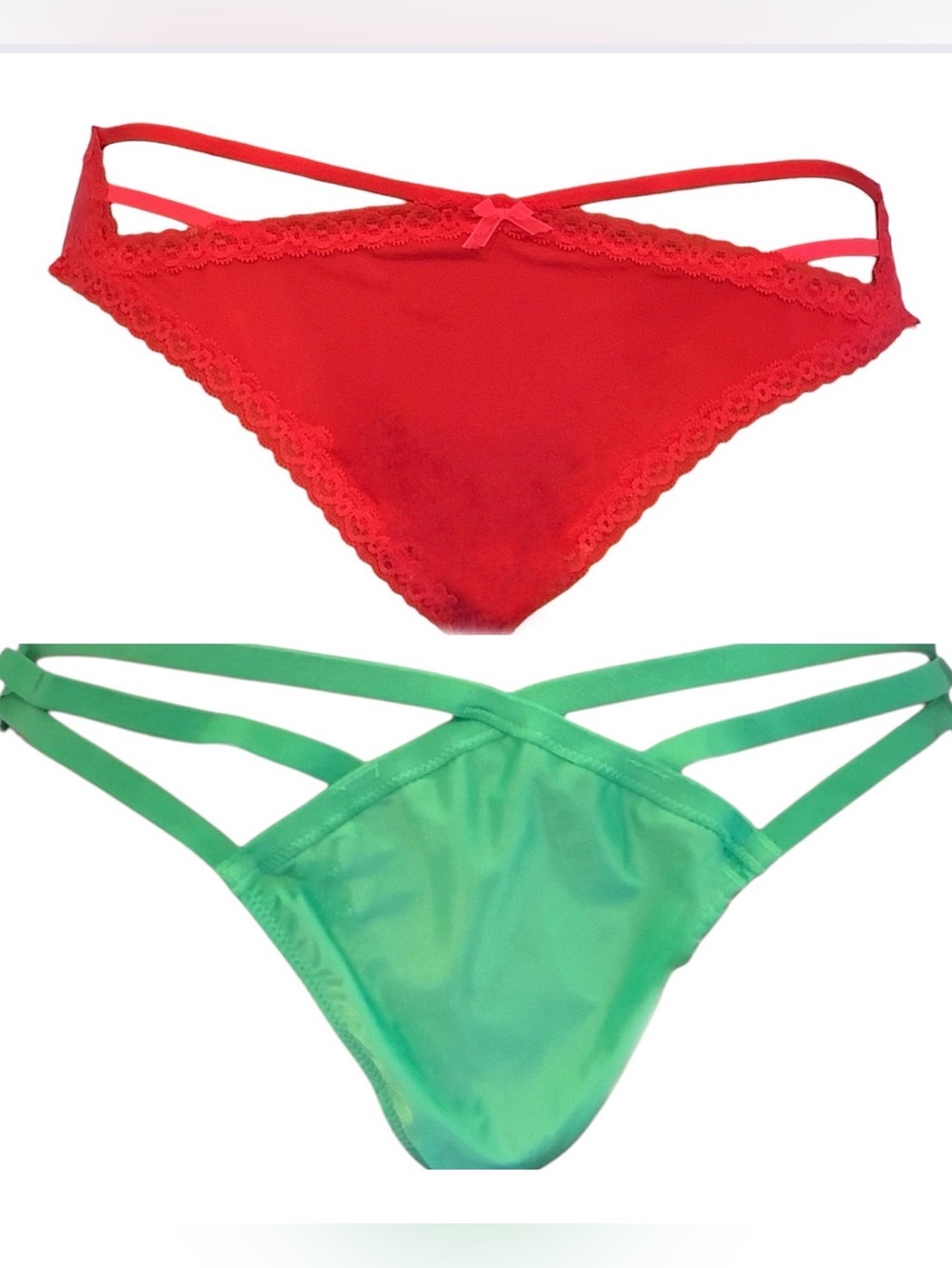 Set of 2 Victoria's Secret Strappy Culotte Bikini Briefs. NWOT. Sz. L